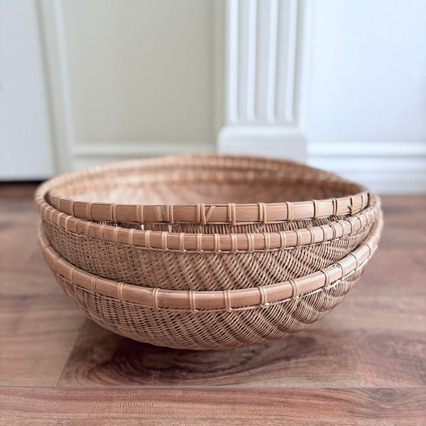 vintage rattan bamboo basket