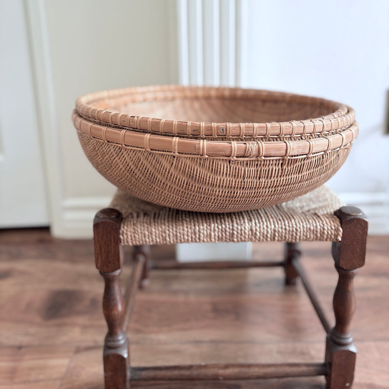 vintage rattan bamboo basket