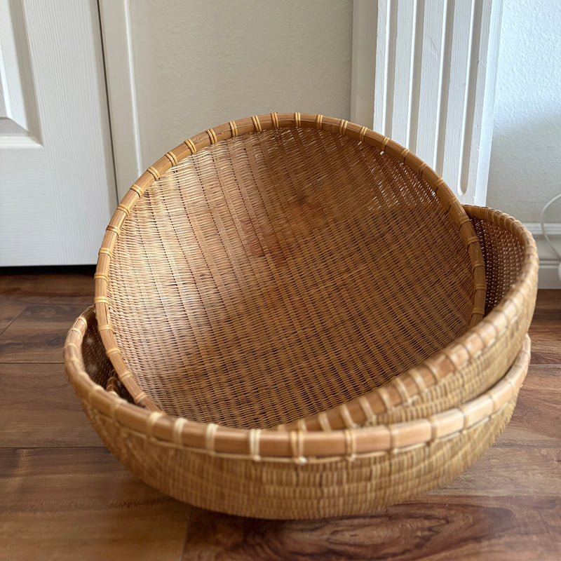vintage rattan bamboo basket 
