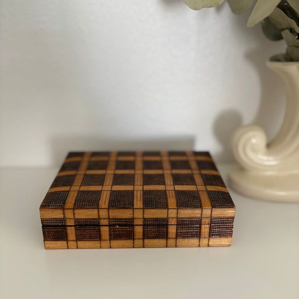 wooden checkered box