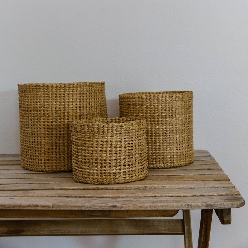 round grass baskets